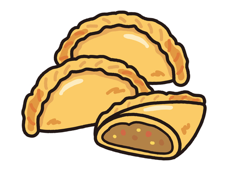 スペイン・ポルトガル発祥料理エンパナーダ エンパナーダ,包み焼き,軽食,スナック,スペイン,スペイン料理,ポルトガル,ポルトガル料理,パイ,おやつのイラスト素材