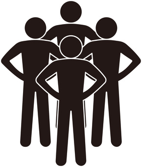 Intimidating group, pictogram, a human, silhouette, JPG, PNG and AI