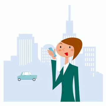 外出中 街,女性,車,スマホ,仕事のイラスト素材