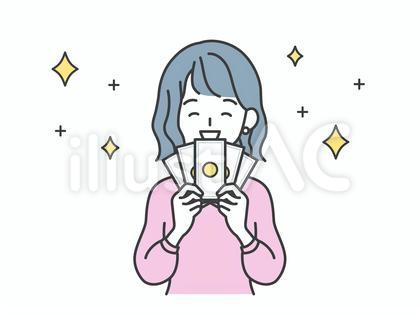 お札を持つビジネスウーマン