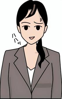 愛想笑い　　 愛想笑い,引きつる,微妙,表情,オフィス,スーツ,会社員,若い,女性のイラスト素材