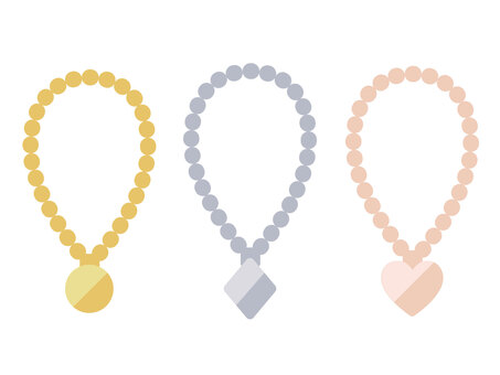 ネックレス アクセサリー,ネックレス,ペンダント,貴金属,コイン,ひし形,ダイヤ型,ハート,ゴールド,シルバーのイラスト素材