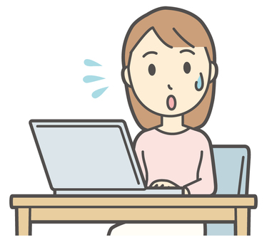  ロングヘア女性-118-バスト パソコン,慌てる,女性,女の子,人物,かわいい,困った,トラブル,問題,失敗のイラスト素材