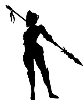 女槍兵シルエット 槍兵,シルエット,戦士,槍,女,かっこいい,主人公のイラスト素材