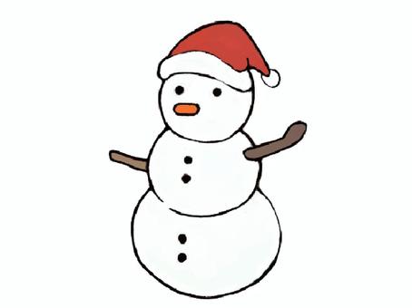三段雪だるま 雪だるま,雪,冬,三段,サンタ帽,透過,イラスト,挿絵,寒い,手描きのイラスト素材