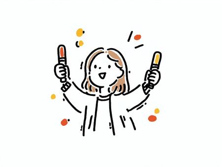 ペンライトを振るポップなキャラクター