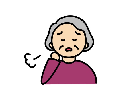 ため息をつくおばあちゃん おばあちゃん,祖母,ため息,困る,苦労,苦悩,ネガティヴ,シニア,高齢者,70代のイラスト素材