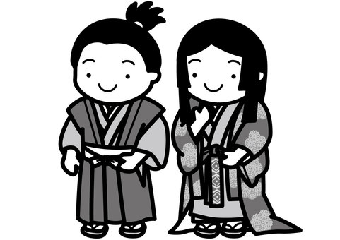 安土桃山人-2c 安土桃山,安土桃山時代,武士,武家,侍,着物,小袖,肩衣,袴,草履のイラスト素材