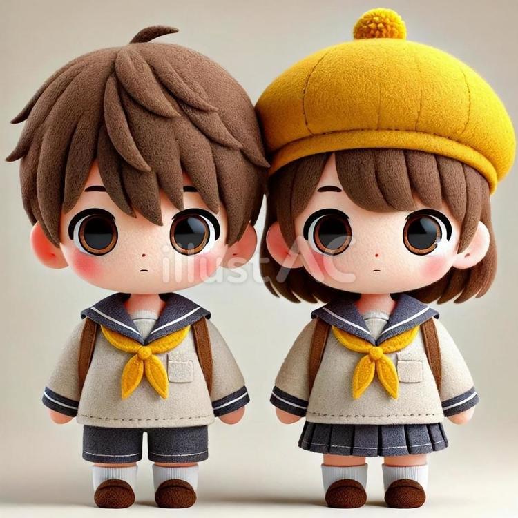 男の子女の子の制服 男子,女子,制服のイラスト素材