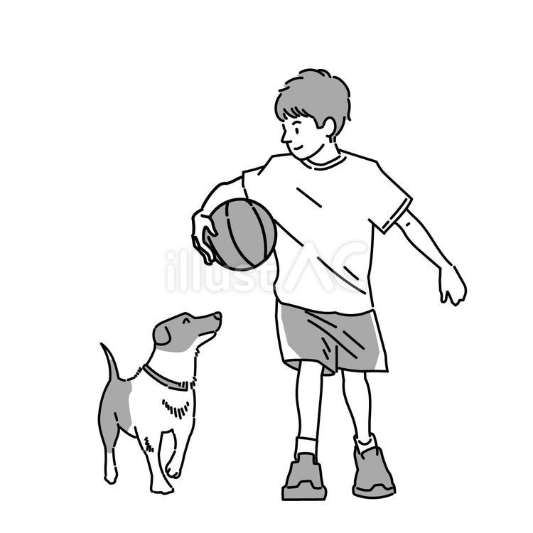 犬と遊ぶ男の子 男の子,犬,ペットのイラスト素材