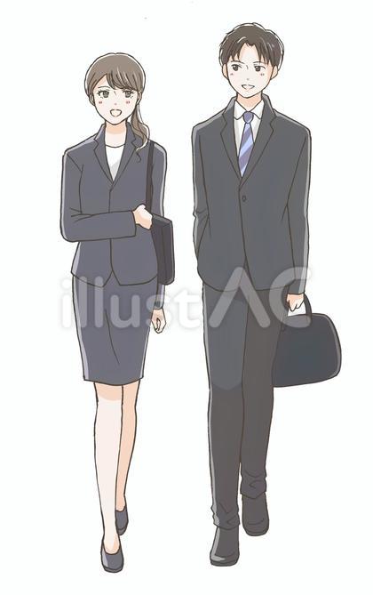スーツの男女のイラスト(全身)