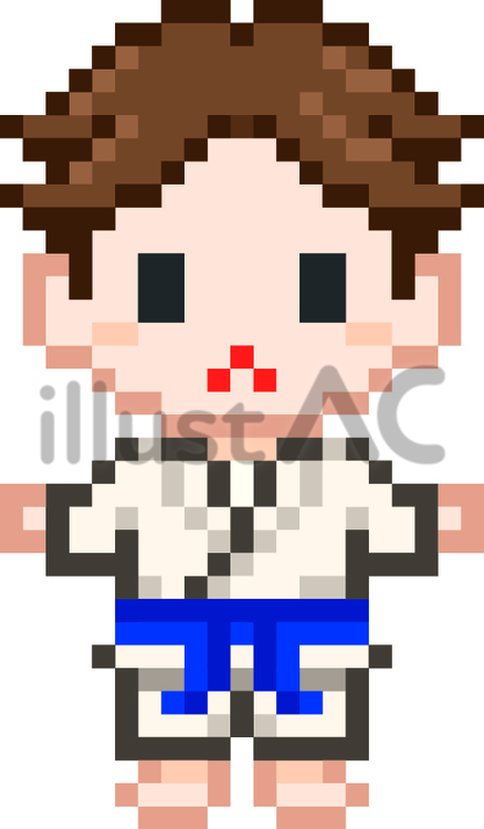 ドット絵の柔道の男の子です。 ドット絵,柔道,シンプルのイラスト素材