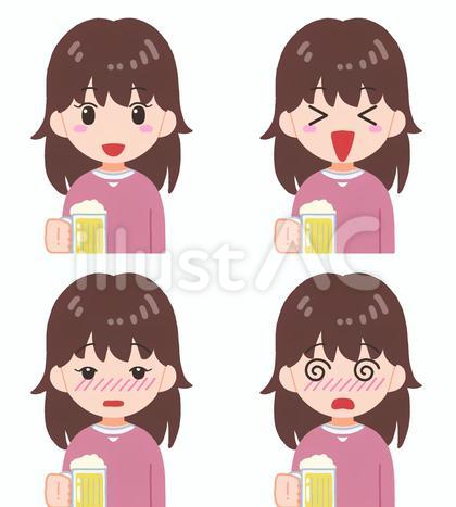 ビールを飲み酔っ払う女性