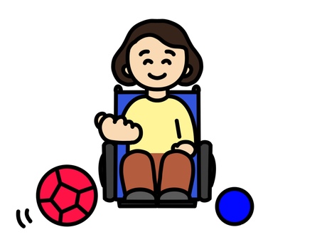 ボッチャをする車椅子の女性 ボッチャ,車椅子,女性,投げる,手書き,手描き,シンプル,障がい者,障がい者スポーツ,スポーツのイラスト素材