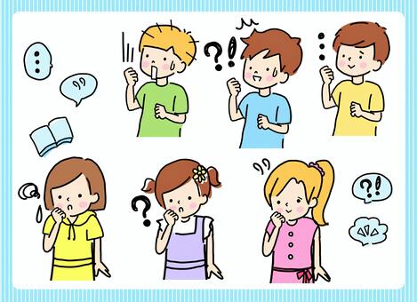 Troubled expression children set, JPG, PNG and AI Troubled expression children set, un enfant, un garçon, une fille, JPG, PNG and AI