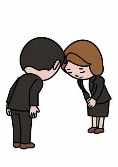 お互いお辞儀する人 お互いお辞儀する人 お辞儀,挨拶,出会い,礼儀,マナー,謝罪,形式,男性,スーツ,ビジネスのイラスト素材