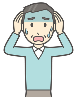  ニット中年男性-039-バスト 慌てる,おじさん,男性,中年,お父さん,パパ,シニア,ミドルエイジ,人物,かわいいのイラスト素材