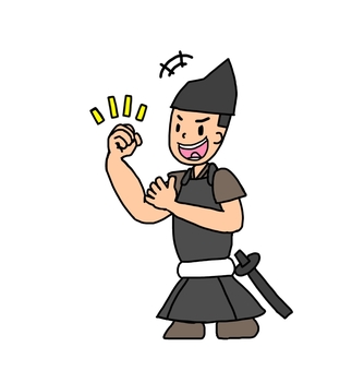 ガッツな鎌倉時代の雑兵 雑兵,侍,武士,鎧武者,兵士,戦士,日本,和風,歴史,日本史のイラスト素材