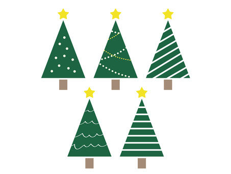 クリスマスツリー_セット（緑）_02 クリスマス,クリスマスツリー,木,植物,モミ,モミの木,冬,冬素材,季節素材,12月のイラスト素材