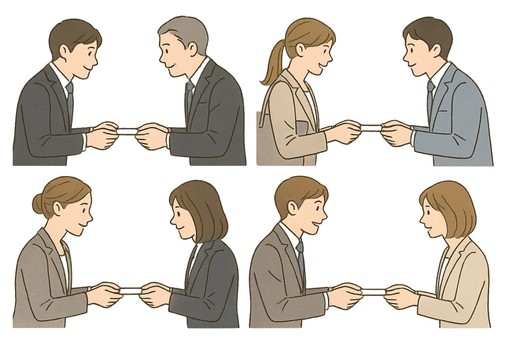 Illustration, business card exchange, business, business manner, 