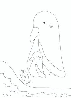 ペンギンの親子 ペンギン,親子,魚,南極,笑顔のイラスト素材