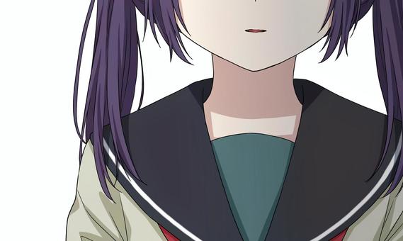 女の子 人物,女の子,キャラクター,制服,セーラー服,かわいい,アニメ絵,萌え系,綺麗,背景透過のイラスト素材