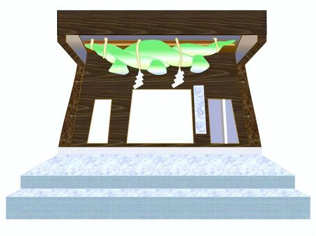 神社四脚門の大しめ縄 神社,門,しめ縄,大しめ縄,四脚門,入口,正月,参拝,お参り,新年のイラスト素材