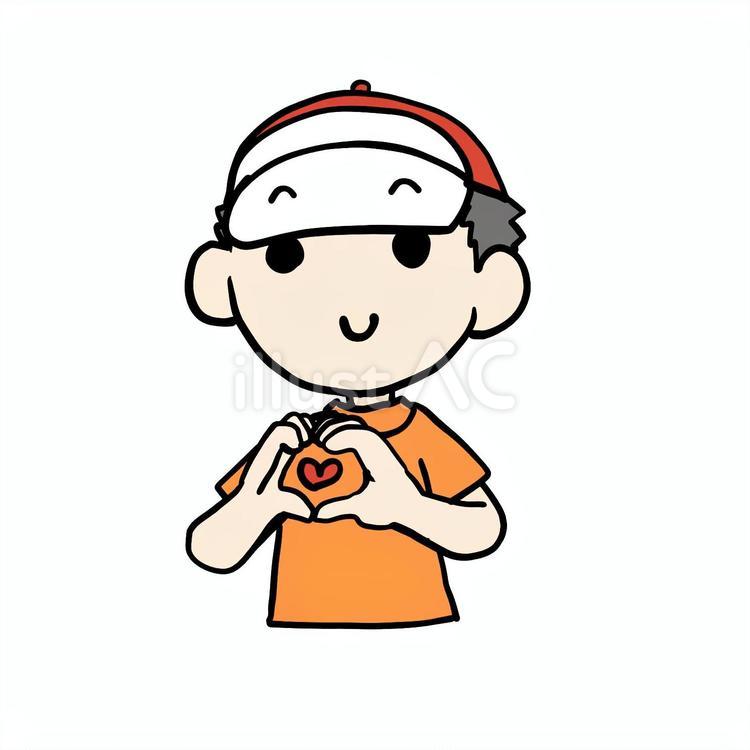 両手でハートを作る少年 少年,ハート,両手のイラスト素材