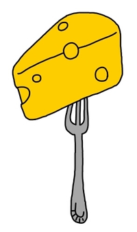 Cheese stuck in a fork, cheese, dairy products, fork, JPG and PNG