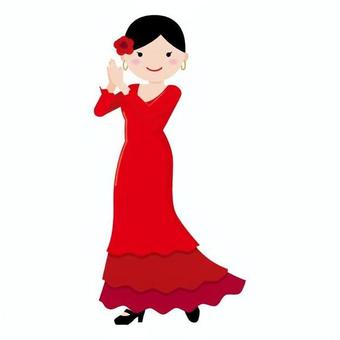 フラメンコ　立つ スペイン,外国,社会,フラメンコ,踊る,ドレス,花,芸術,拍手,動作のイラスト素材