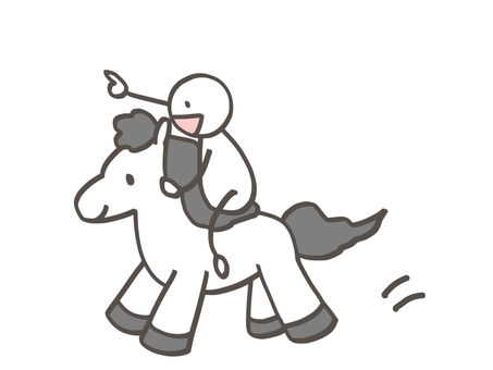 棒人間　馬に乗る人 棒人間,人,馬,白馬,乗る,乗馬,午年,干支,動物,生き物のイラスト素材