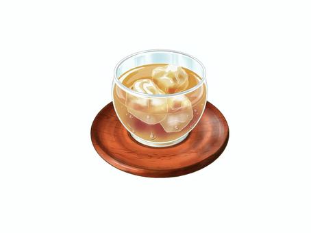 コースターに乗せた冷たい麦茶 麦茶,夏,お茶,冷たい,飲み物,氷,コップ,ガラス,コースター,水滴のイラスト素材