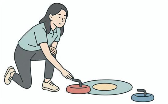 カローリングを楽しむ カローリングを楽しむ カローリング,スポーツ,ニュースポーツ,レクリエーション,カーリング,室内競技,体験,運動,交流,チームプレーのイラスト素材