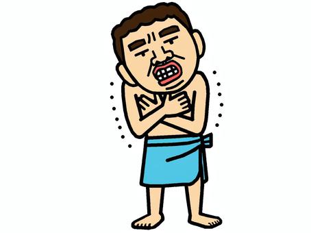 湯冷め 湯冷め,震え,寒気,悪寒,人物,男性,おじさん,お父さんのイラスト素材
