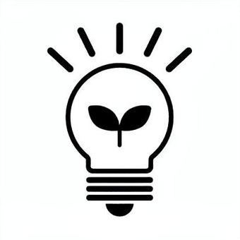 電気代節約(エコ)のシルエットロゴ素材 エコ,エコロジー,sdgs,電球,電気代,節電,節約,発電,アイコン,環境のイラスト素材