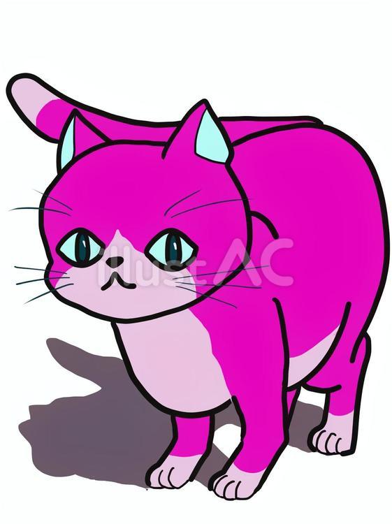 むらさき猫ちゃん 猫,ハチワレ,紫のイラスト素材