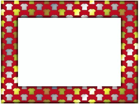 Tシャツの額縁フレ−ム　赤 tシャツ,額縁,フレーム,ポストカード,メッセージカード,飾り枠,あしらい,柄,パターン,金色のイラスト素材