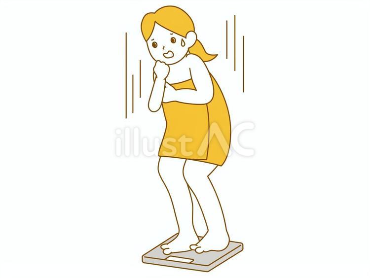 ダイエットのビフォー　体重計 ダイエット,痩せたい,体重計のイラスト素材