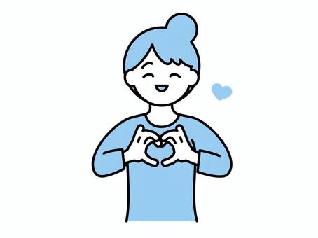 ハートを作る女性03 人物,女性,若者,主婦,社会人,社員,派遣社員,バイト,ハンドサイン,ハートのイラスト素材