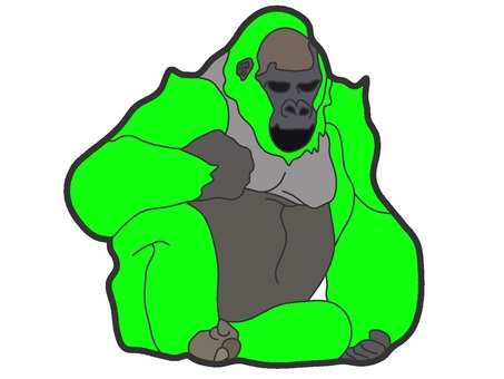 Green gorilla type monster icon, , JPG and PNG