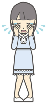 悲しそうに泣いている上品な女の子 泣く,女性,女の子,オシャレ,人,上品,お嬢様,女,若い,涙のイラスト素材