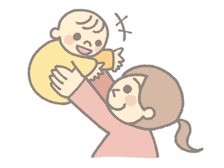 赤ちゃんを高い高いするお母さん 赤ちゃん,赤ん坊,乳児,抱っこ,高い,掲げる,お母さん,母親,ママ,女性のイラスト素材