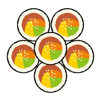 キンパ キンパ 韓国,キンパ,外国,アジア圏,巻き寿司,ごはん,卵,人参,ほうれん草,海苔のイラスト素材