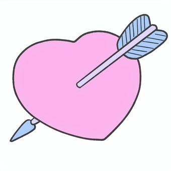 矢が刺さったハートの手描きイラスト2 矢が刺さったハートの手描きイラスト2 ハート,矢,手描き,アイコン,かわいい,おしゃれ,挿絵,心臓,ピンク,恋のイラスト素材