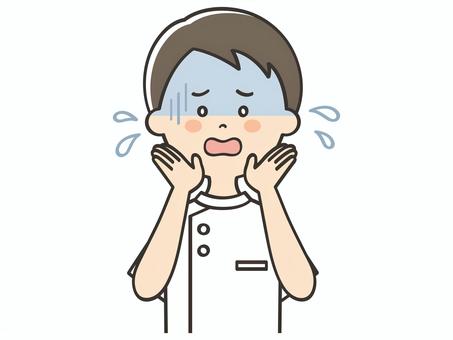 危険を知らせる男性看護師 危険を知らせる男性看護師 sos,助けて,焦る,困る,絶望,不安,危険,注意喚起,呼びかけ,声かけのイラスト素材