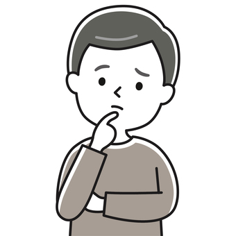 疑問 上半身 男性_顔白-影 GHM 男性,疑問,考える,悩み,気になる,なんで,思考,考え中,選ぶ,困ったのイラスト素材