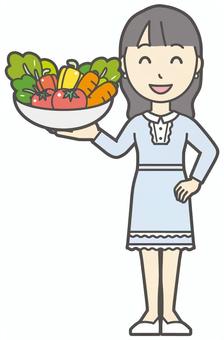  ワンピースお嬢様-089-全身 野菜,お嬢様,女性,女の子,オシャレ,人物,かわいい,新鮮,トマト,人参のイラスト素材