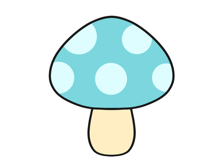 水色の水玉模様のキノコのイラスト 食べ物,野菜,キノコ,山,軸,かわいい,水玉模様のイラスト素材