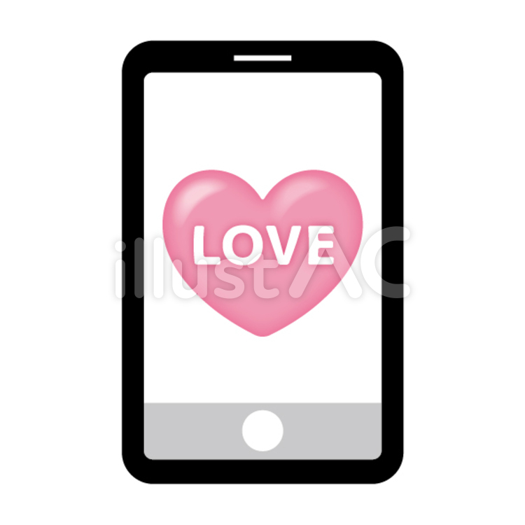 スマホ　ハート　画面　love スマホ,ハート,画面のイラスト素材