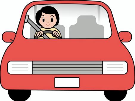 車と運転手（若い女性） 車,自転車,マイカー,走行,運転,人物,女性,若い,若者,ドライバーのイラスト素材